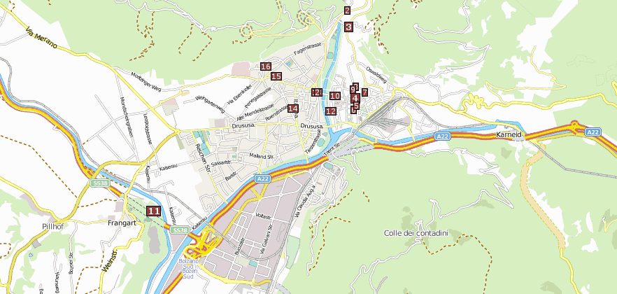 Reiseführer von Südtirol und Reiseführer mit Sehenswürdigkeiten  per Stadtplan